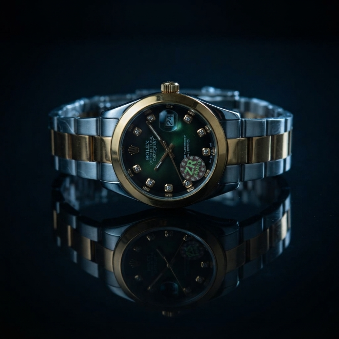 Luxury Two-Tone Stainless Steel Men's Watch – Black Diamond Dial Quartz Analog Wristwatch | Premium Business & Dress Watch
