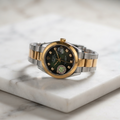 Luxury Two-Tone Stainless Steel Men's Watch – Black Diamond Dial Quartz Analog Wristwatch | Premium Business & Dress Watch