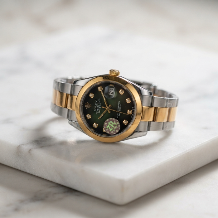 Luxury Two-Tone Stainless Steel Men's Watch – Black Diamond Dial Quartz Analog Wristwatch | Premium Business & Dress Watch