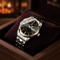 Luxury Gold & Silver Quartz Watch for Men – Stainless Steel Business Dress Wristwatch with Date Display