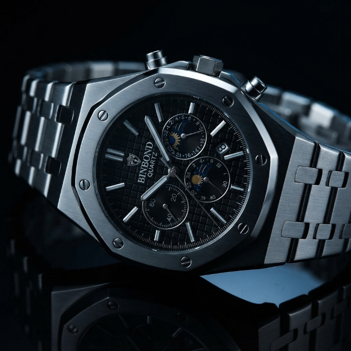 Luxury Royal Octagonal Chronograph Watch for Men – Premium Stainless Steel Business & Designer Wristwatch