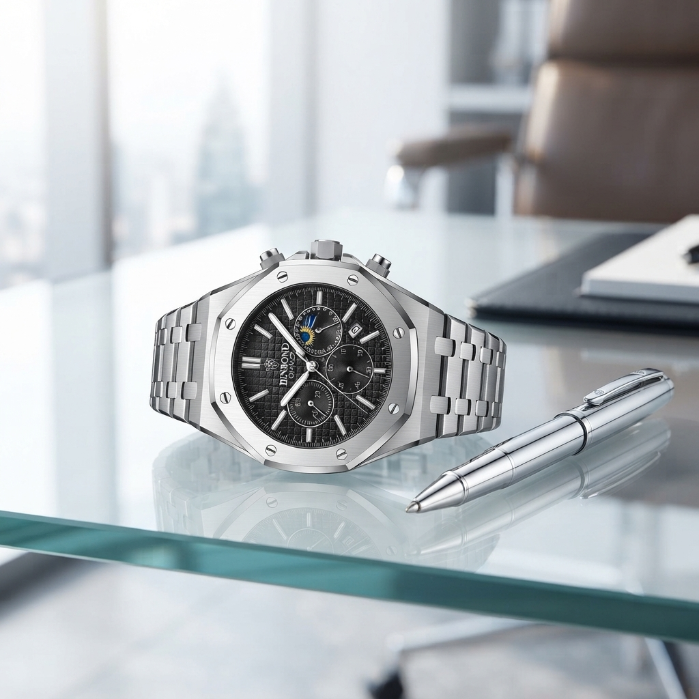 Luxury Royal Octagonal Chronograph Watch for Men – Premium Stainless Steel Business & Designer Wristwatch