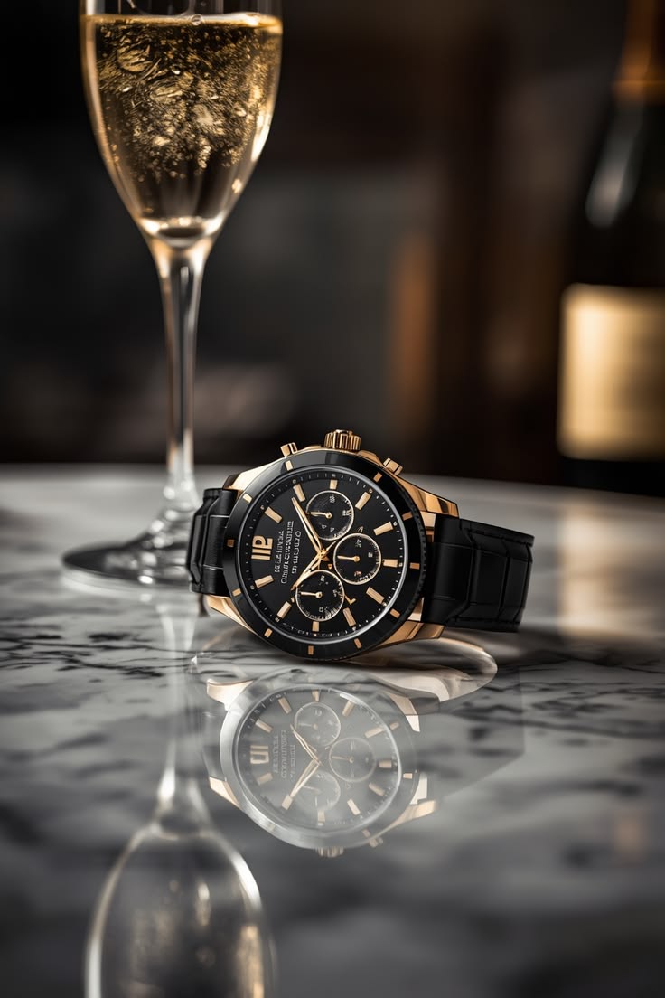 Luxoro Gold Black Chronograph Men's Watch – Premium Silicone Strap Luxury Analog Wrist Watch for Men
