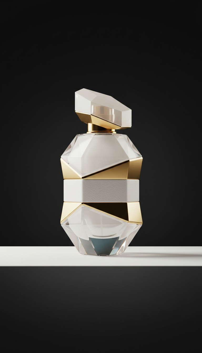 Porcelain White Crystal-Sculpted Perfume Bottle