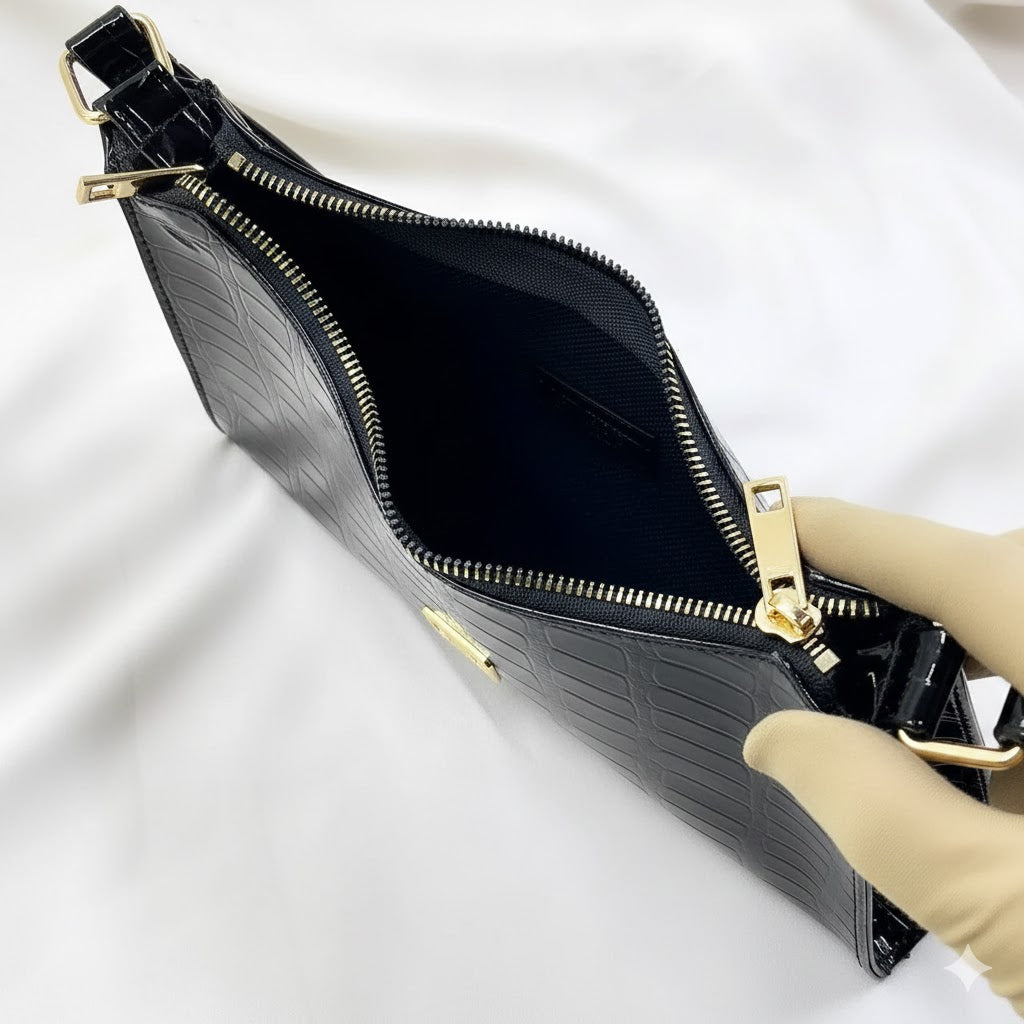 Croc-embossed Armpit Hand Bag