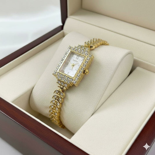 Rectangle Rhinestone Marquise Chain Watch